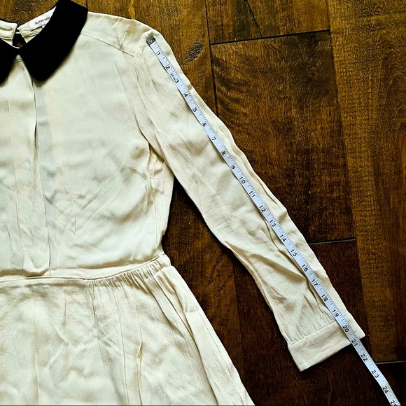 Aritzia Sunday Best Cream Color Shirt Dress with Black Collar and Open Back - Picture 9 of 9
